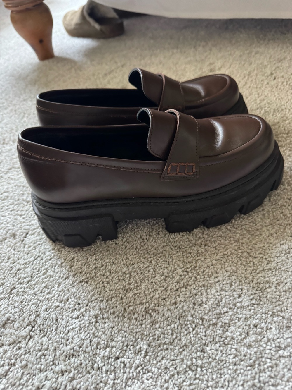 ALOHAS Dark Brown Leather Lug-Sole Penny Loafers- eu size 38 - Picture 4 of 6